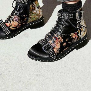 Jeffrey Campbell  Pieced  Fabric/Leather Booties